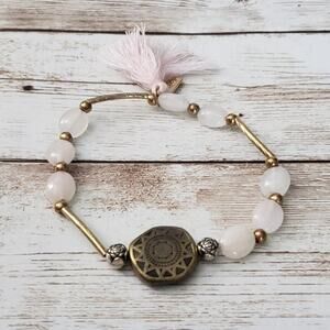 Vintage Stretch Bracelet - Light Pink Tassel
